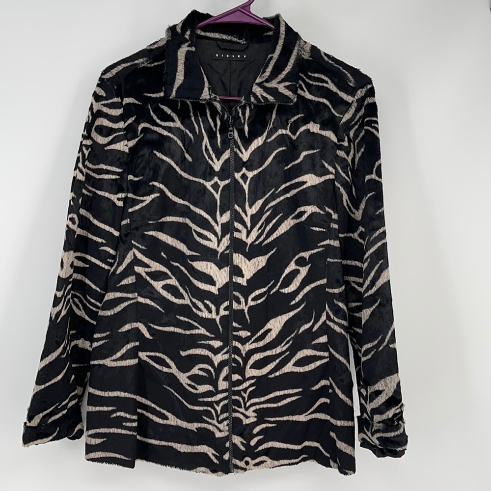 Sisley Italy faux fur zip up jacket M